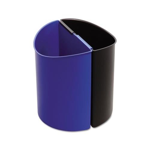 Desk-side Recycling Receptacle, 3 Gal, Black-blue