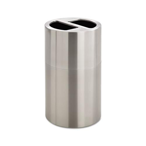 Dual Recycling Receptacle, 30 Gal, Stainless Steel