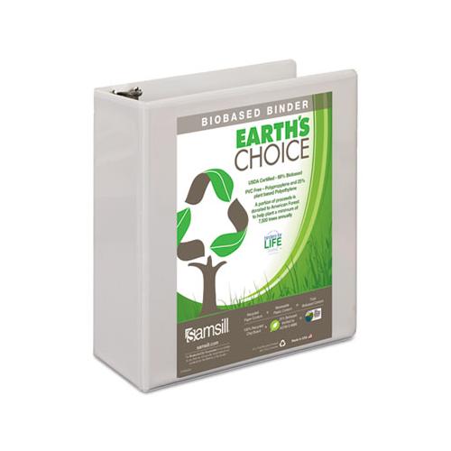 Earth's Choice Biobased D-ring View Binder, 3 Rings, 3" Capacity, 11 X 8.5, White