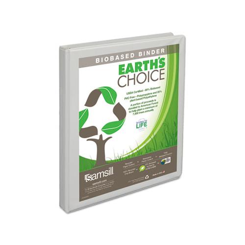 Earth's Choice Biobased Round Ring View Binder, 3 Rings, 0.5" Capacity, 11 X 8.5, White