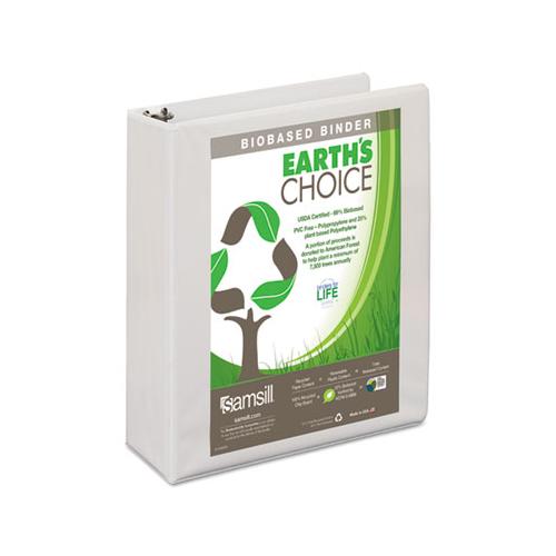Earth's Choice Biobased Round Ring View Binder, 3 Rings, 2" Capacity, 11 X 8.5, White
