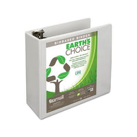 Earth's Choice Biobased Round Ring View Binder, 3 Rings, 4" Capacity, 11 X 8.5, White