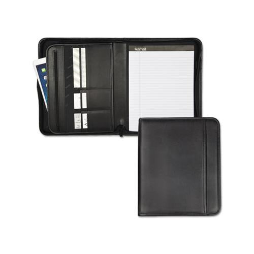 Professional Zippered Pad Holder, Pockets-slots, Writing Pad, Black