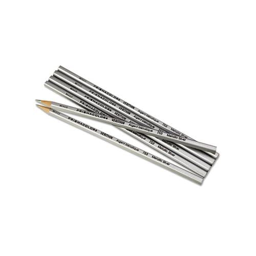 Verithin Smear-proof Colored Pencils, 2 Mm, Metallic Silver Lead, Metallic Silver Barrel, Dozen