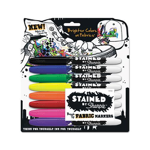 Stained Fabric Markers, Medium Brush Tip, Assorted Colors, 8-pack