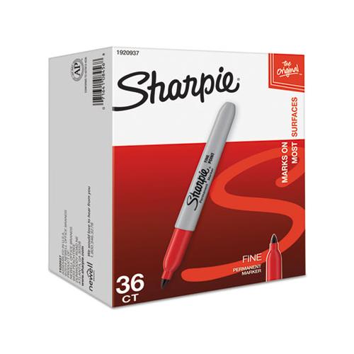 Fine Tip Permanent Marker, Red, 36-pack