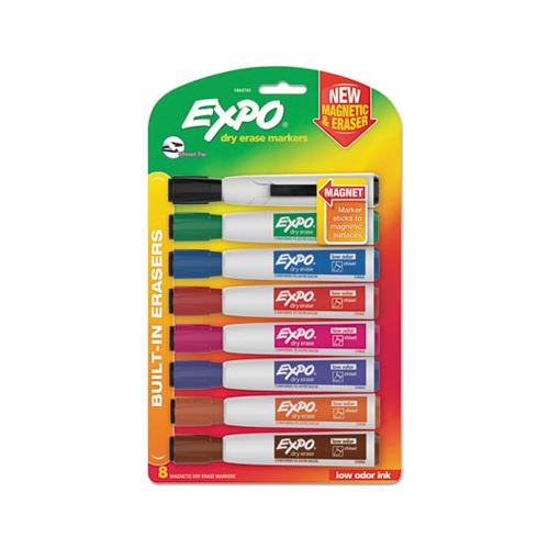 Magnetic Dry Erase Marker, Broad Chisel Tip, Assorted Colors, 8-pack