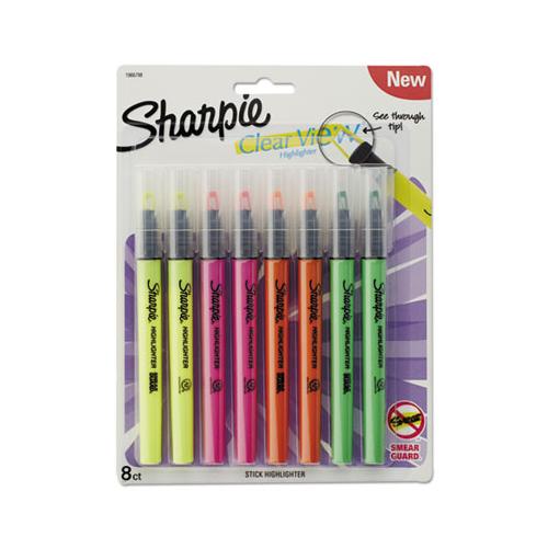 Clearview Pen-style Highlighter, Chisel Tip, Assorted Colors, 8-pack