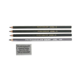Scholar Graphite Pencil Set, 2 Mm, Assorted Lead Hardness Ratings, Black Lead, Dark Green Barrel, 4-set