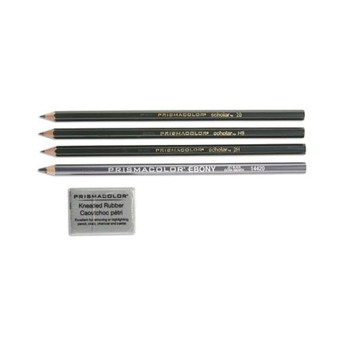 Scholar Graphite Pencil Set, 2 Mm, Assorted Lead Hardness Ratings, Black Lead, Dark Green Barrel, 4-set