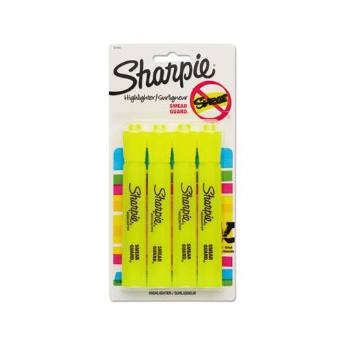 Tank Style Highlighters, Chisel Tip, Fluorescent Yellow, 4-set