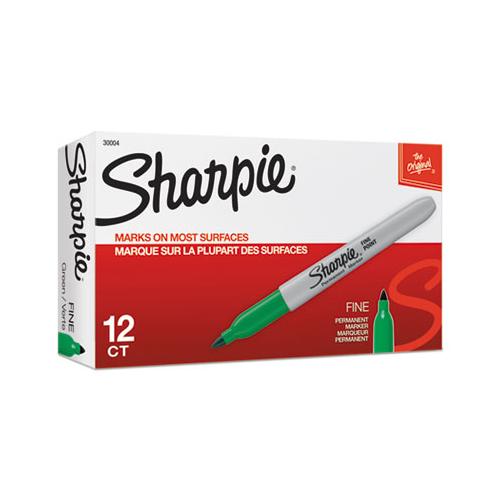 Fine Tip Permanent Marker, Green, Dozen