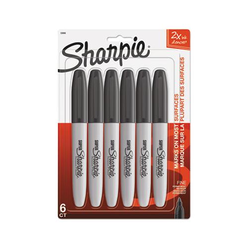 Super Permanent Marker, Fine Bullet Tip, Black, 6-pack