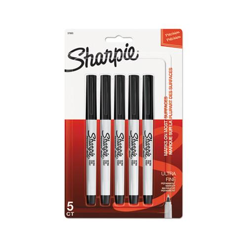 Ultra Fine Tip Permanent Marker, Extra-fine Needle Tip, Black, 5-pack