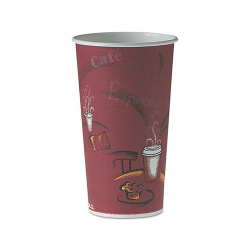 Polycoated Hot Paper Cups, 20 Oz, Bistro Design, 600-carton