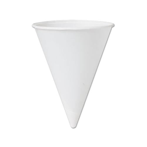 Bare Treated Paper Cone Water Cups, 4 1-4 Oz., White, 200-bag