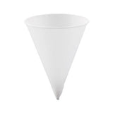Cone Water Cups, Paper, 4.25oz, Rolled Rim, White, 5000-carton