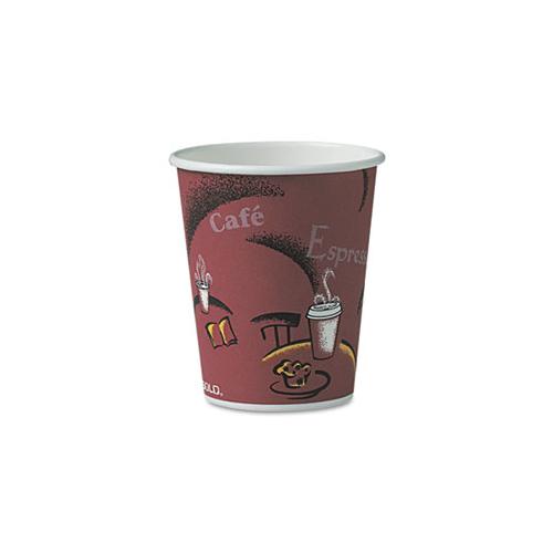 Solo Bistro Design Hot Drink Cups, Paper, 10oz, Maroon, 300-carton