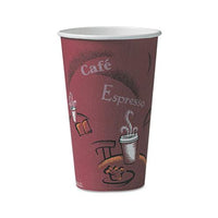 Solo Bistro Design Hot Drink Cups, Paper, 16oz, Maroon, 300-carton