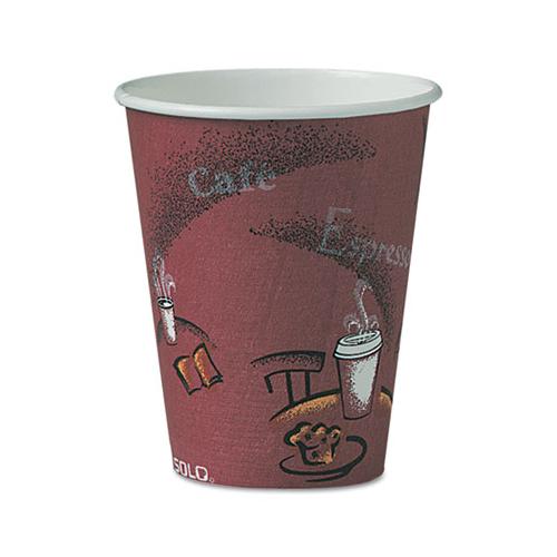 Solo Bistro Design Hot Drink Cups, Paper, 8oz, Maroon, 500-carton