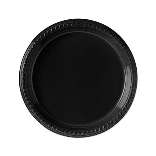 Party Plastic Plates, 10 1-4", Black, 500-carton