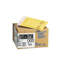Jiffylite Self-seal Bubble Mailer, #000, Barrier Bubble Lining, Self-adhesive Closure, 4 X 8, Golden Brown Kraft, 25-carton