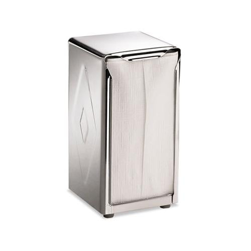 Tabletop Napkin Dispenser, Tall Fold, 3 3-4 X 4 X 7 1-2, Capacity: 150, Chrome