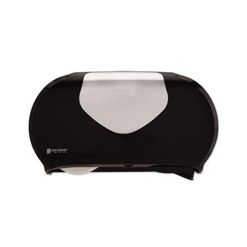 Twin Jumbo Bath Tissue Dispenser,20 1-14x5 7-8x11 9-10, Blk-faux Stainless Steel