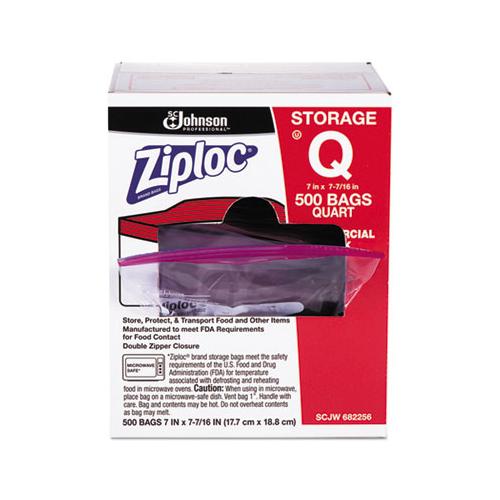 Double Zipper Storage Bags, 1 Qt, 1.75 Mil, 7" X 7.75", Clear, 500-box