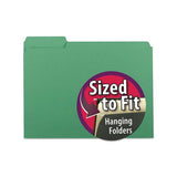 Interior File Folders, 1-3-cut Tabs, Letter Size, Green, 100-box