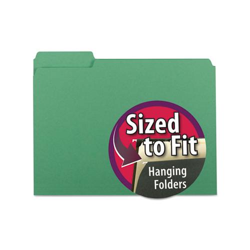 Interior File Folders, 1-3-cut Tabs, Letter Size, Green, 100-box