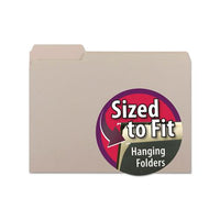 Interior File Folders, 1-3-cut Tabs, Letter Size, Gray, 100-box
