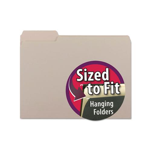 Interior File Folders, 1-3-cut Tabs, Letter Size, Gray, 100-box