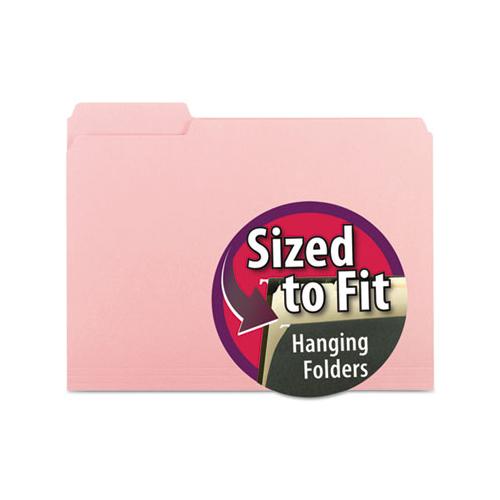 Interior File Folders, 1-3-cut Tabs, Letter Size, Pink, 100-box