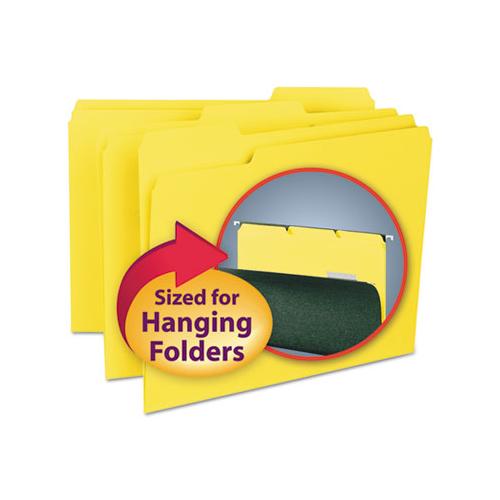 Interior File Folders, 1-3-cut Tabs, Letter Size, Yellow, 100-box