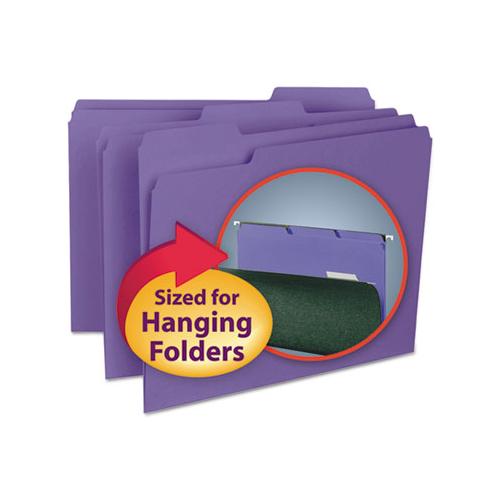 Interior File Folders, 1-3-cut Tabs, Letter Size, Purple, 100-box