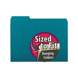 Interior File Folders, 1-3-cut Tabs, Letter Size, Teal, 100-box