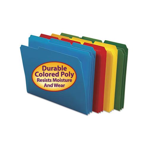 Top Tab Poly Colored File Folders, 1-3-cut Tabs, Letter Size, Assorted, 24-box