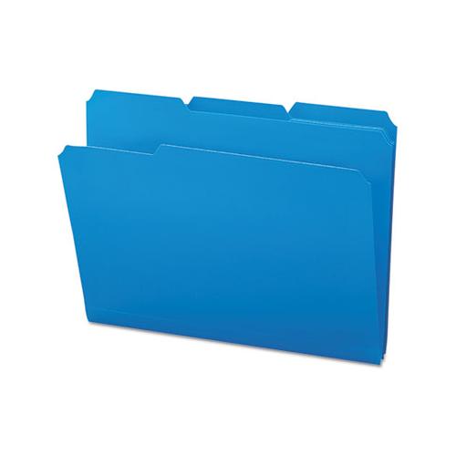 Top Tab Poly Colored File Folders, 1-3-cut Tabs, Letter Size, Blue, 24-box