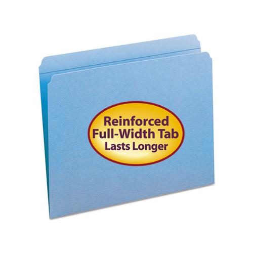 Reinforced Top Tab Colored File Folders, Straight Tab, Letter Size, Blue, 100-box
