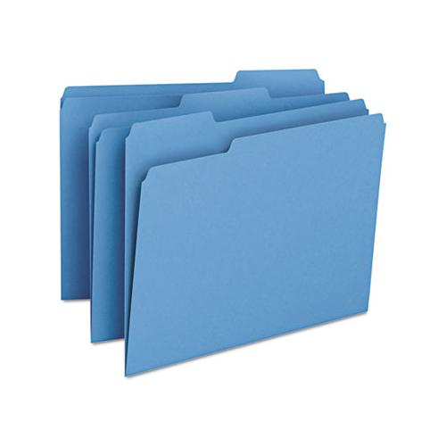 Colored File Folders, 1-3-cut Tabs, Letter Size, Blue, 100-box