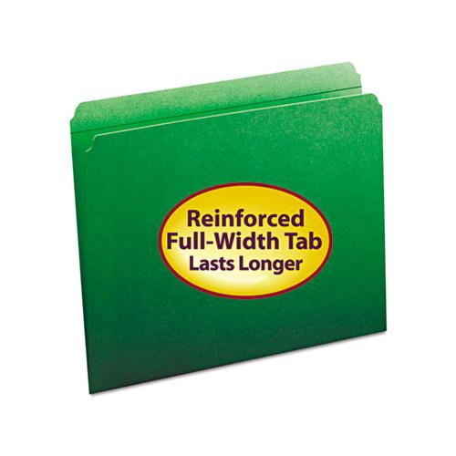 Reinforced Top Tab Colored File Folders, Straight Tab, Letter Size, Green, 100-box