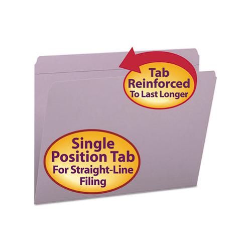 Reinforced Top Tab Colored File Folders, Straight Tab, Letter Size, Lavender, 100-box