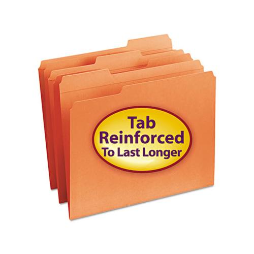 Reinforced Top Tab Colored File Folders, 1-3-cut Tabs, Letter Size, Orange, 100-box