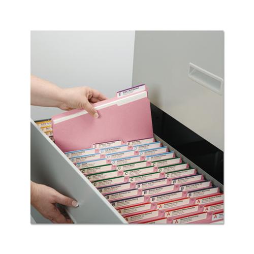 Colored File Folders, 1-3-cut Tabs, Letter Size, Pink, 100-box