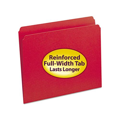 Reinforced Top Tab Colored File Folders, Straight Tab, Letter Size, Red, 100-box