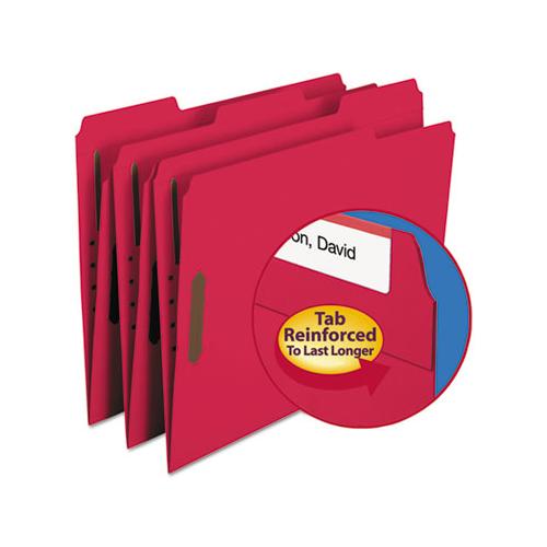 Top Tab Colored 2-fastener Folders, 1-3-cut Tabs, Letter Size, Red, 50-box