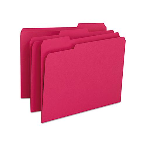 Colored File Folders, 1-3-cut Tabs, Letter Size, Red, 100-box