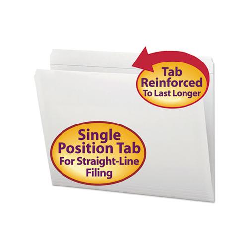 Reinforced Top Tab Colored File Folders, Straight Tab, Letter Size, White, 100-box