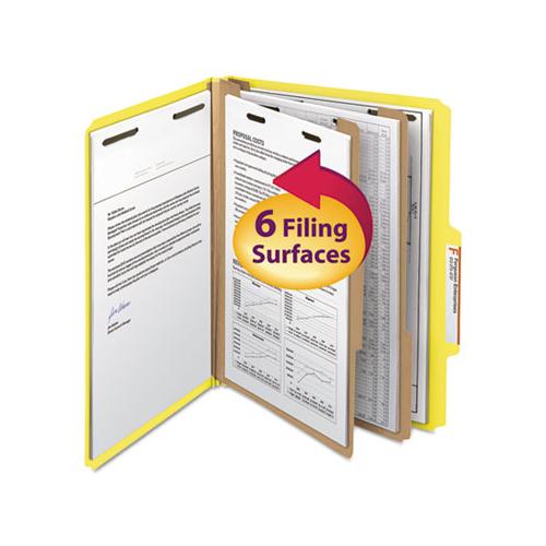 Colored Top Tab Classification Folders, 2 Dividers, Letter Size, Yellow, 10-box